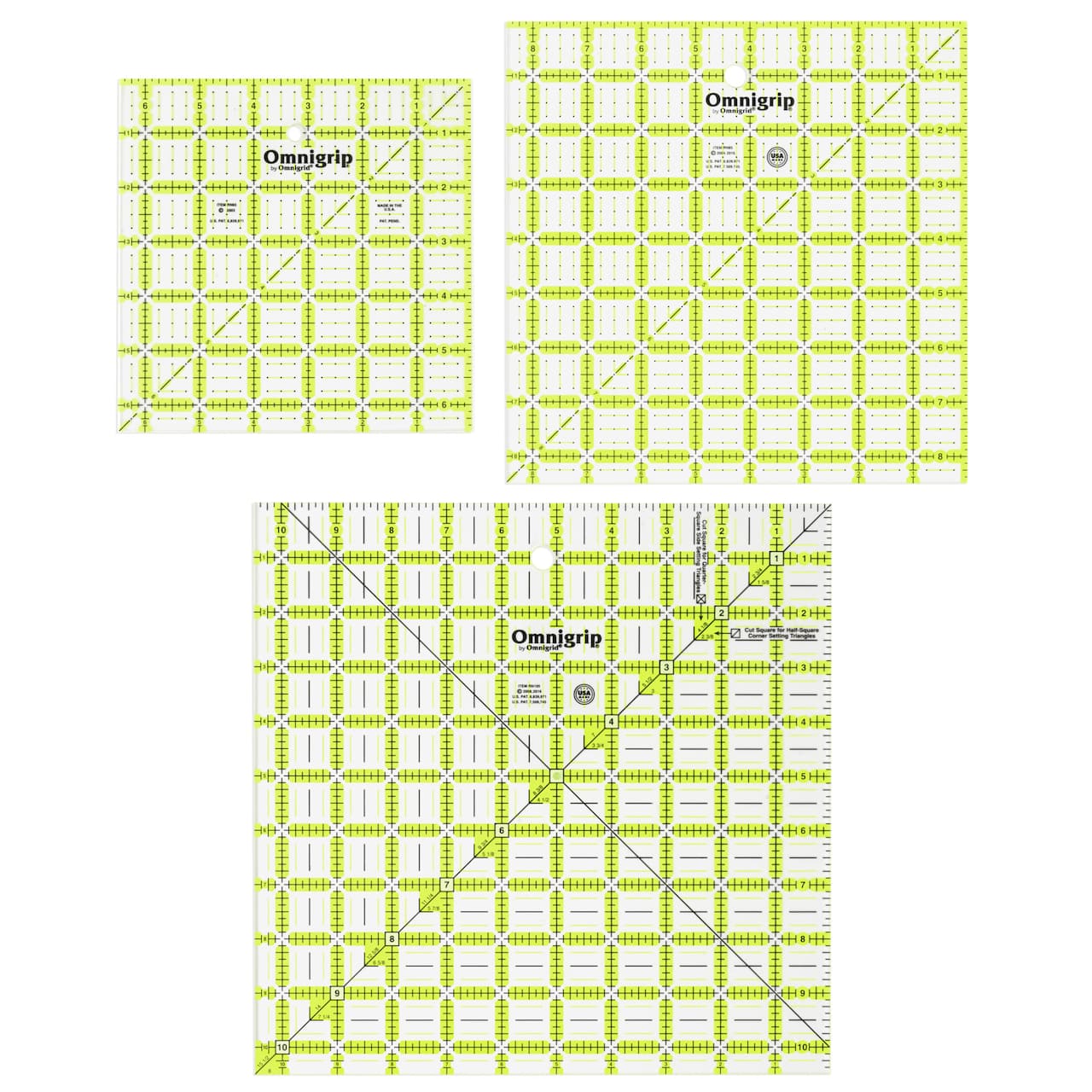 Omnigrip® by Omnigrid® Non-Slip Square Quilting Rulers Combo Pack